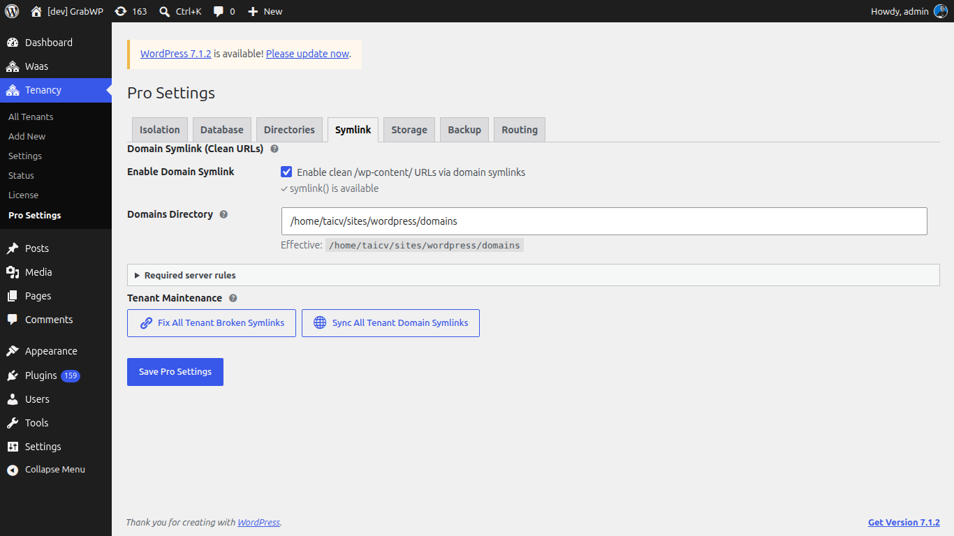 Pro Settings, Symlink