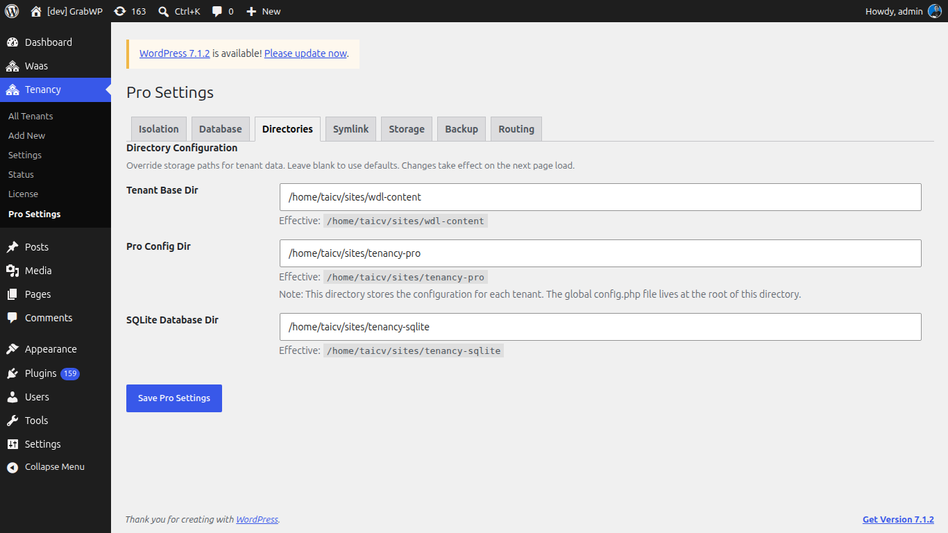 Pro Settings, Directories
