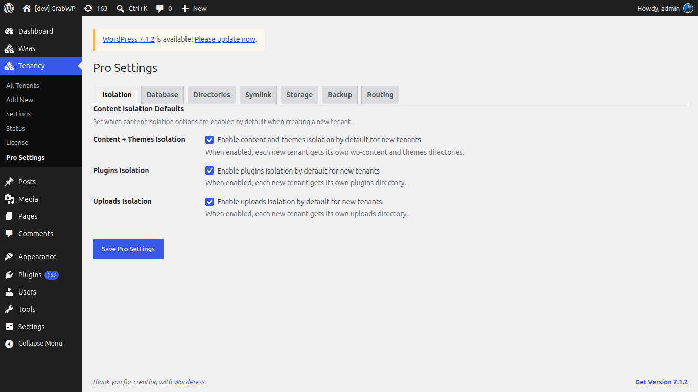 Pro Settings, Isolation