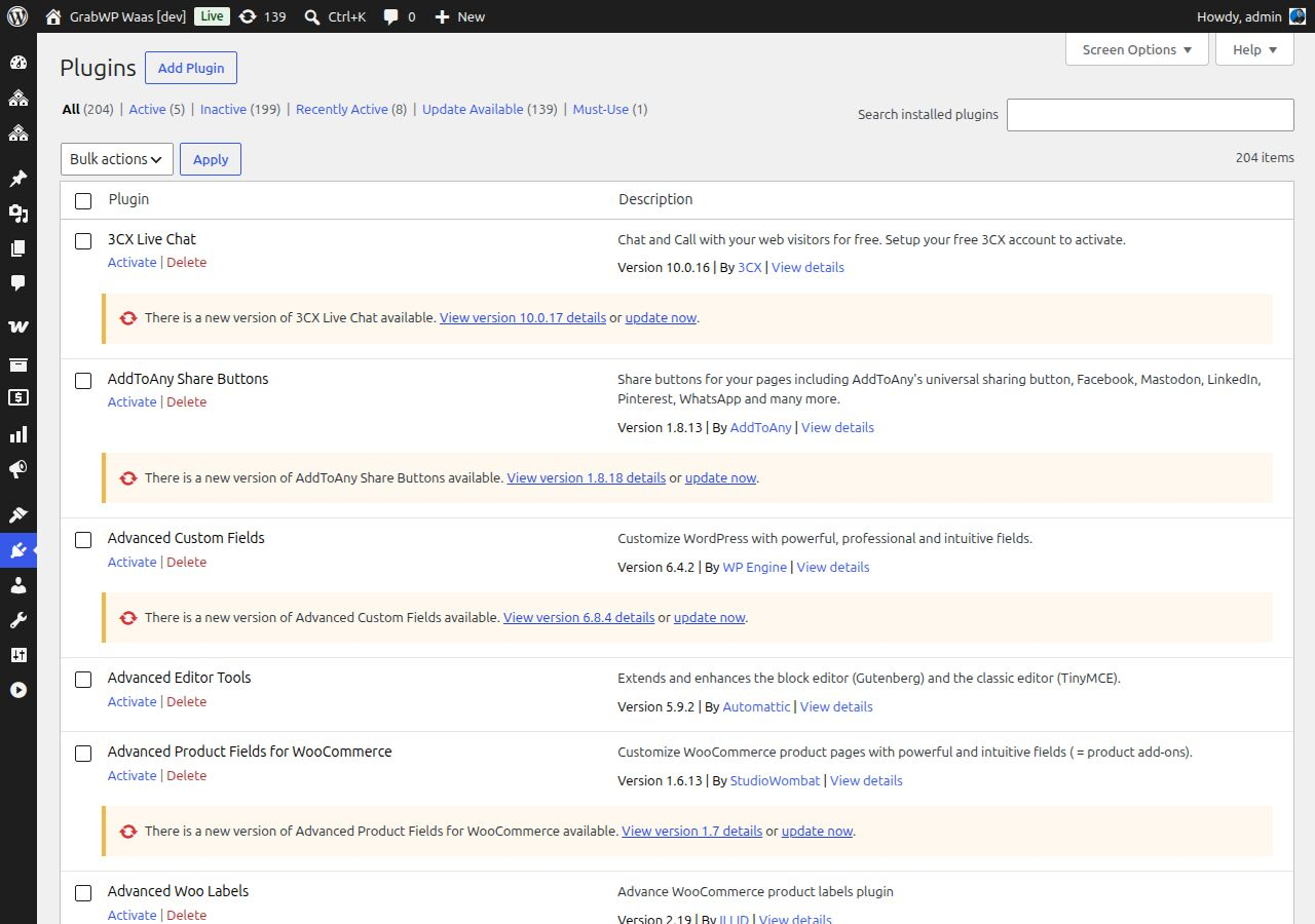 Plugins list