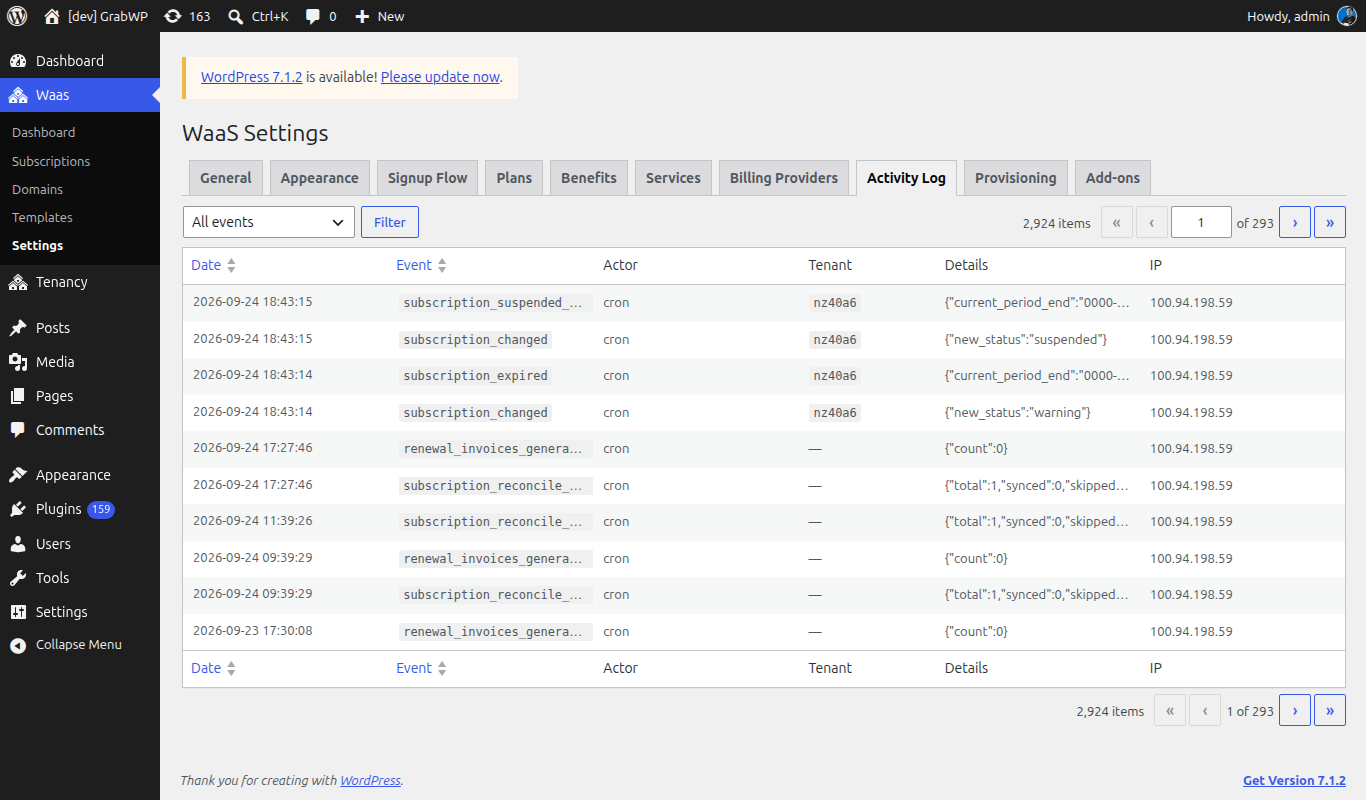 Activity Log