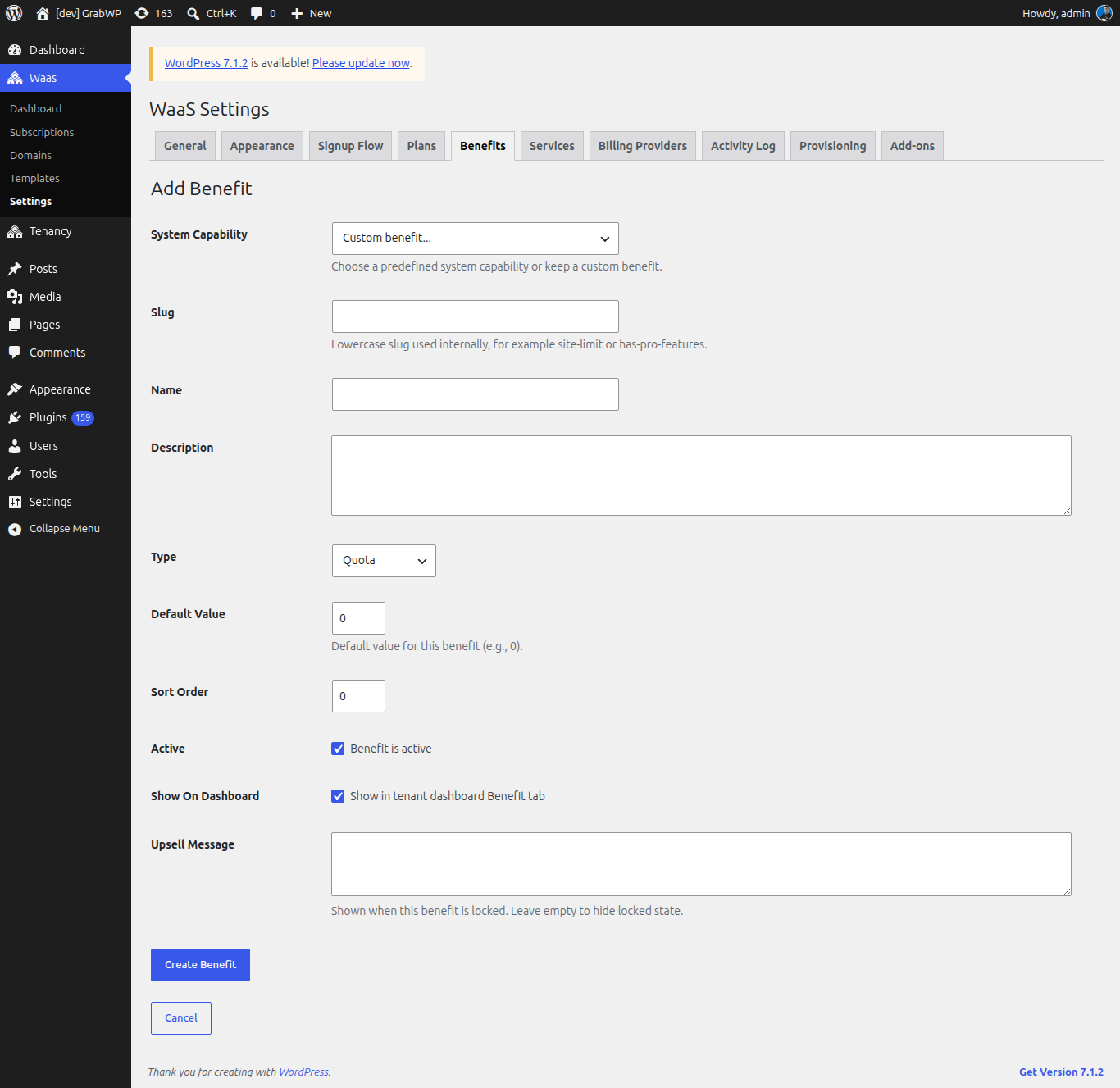 Form Add Benefit