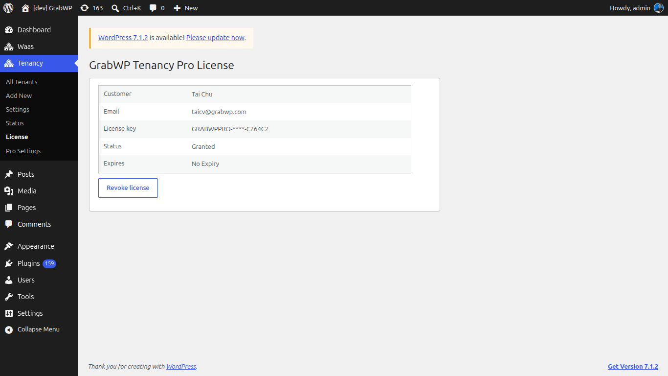 GrabWP Tenancy Pro License